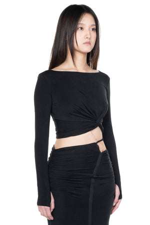 Knotted Jersey Top Black