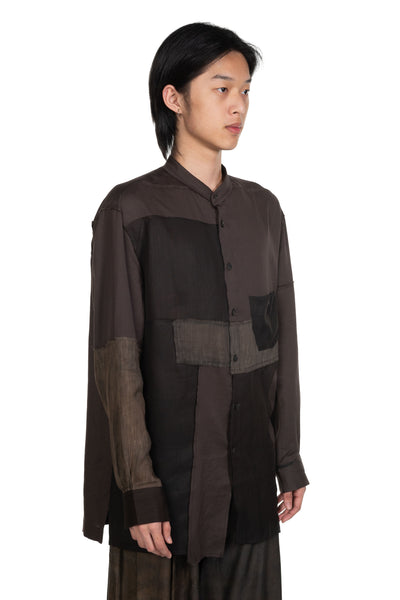 Ziggy Chen Mandarin Collar Collage Shirt | UJNG