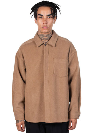 Lownn Camel Herringbone Minimal Shirt