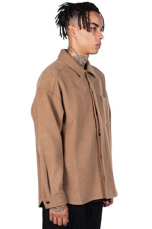 Lownn Camel Herringbone Minimal Shirt