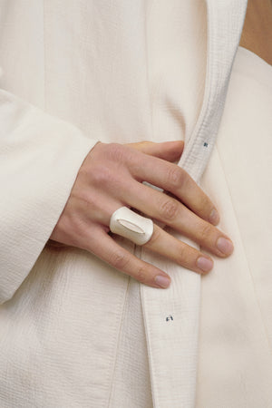 Wide White Whole Ring