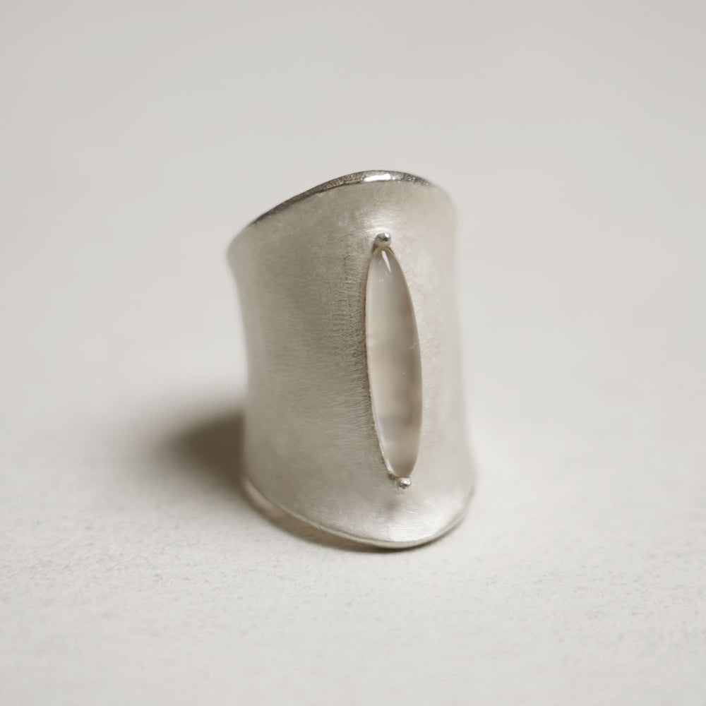 Wide White Whole Ring