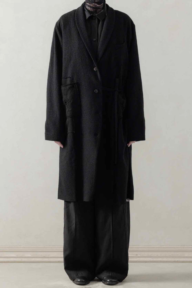 Aged Wool Coat Black