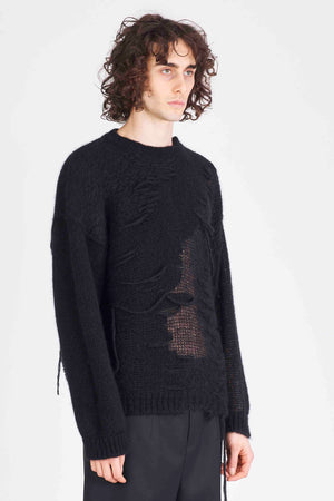 Alpaca and Mohair Crew Neck Sweater Black