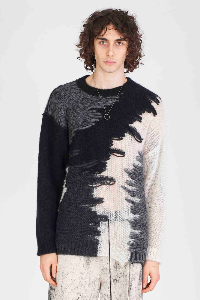 Alpaca and Mohair Sweater Black White