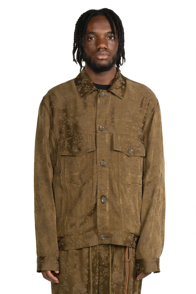 Antique Floral Worker Jacket Khaki