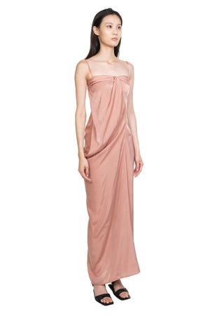 Asymmetric Draped Dress Shell Pink