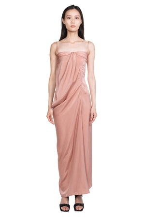 Asymmetric Draped Dress Shell Pink