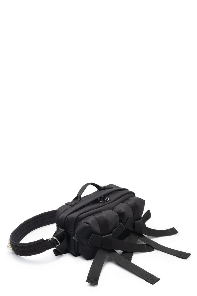 Beaded Classic Bow Crossbody Bag Black