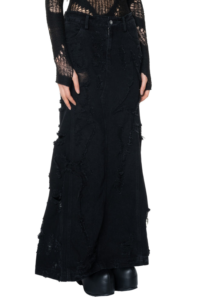 Black Jeans Midi Skirt