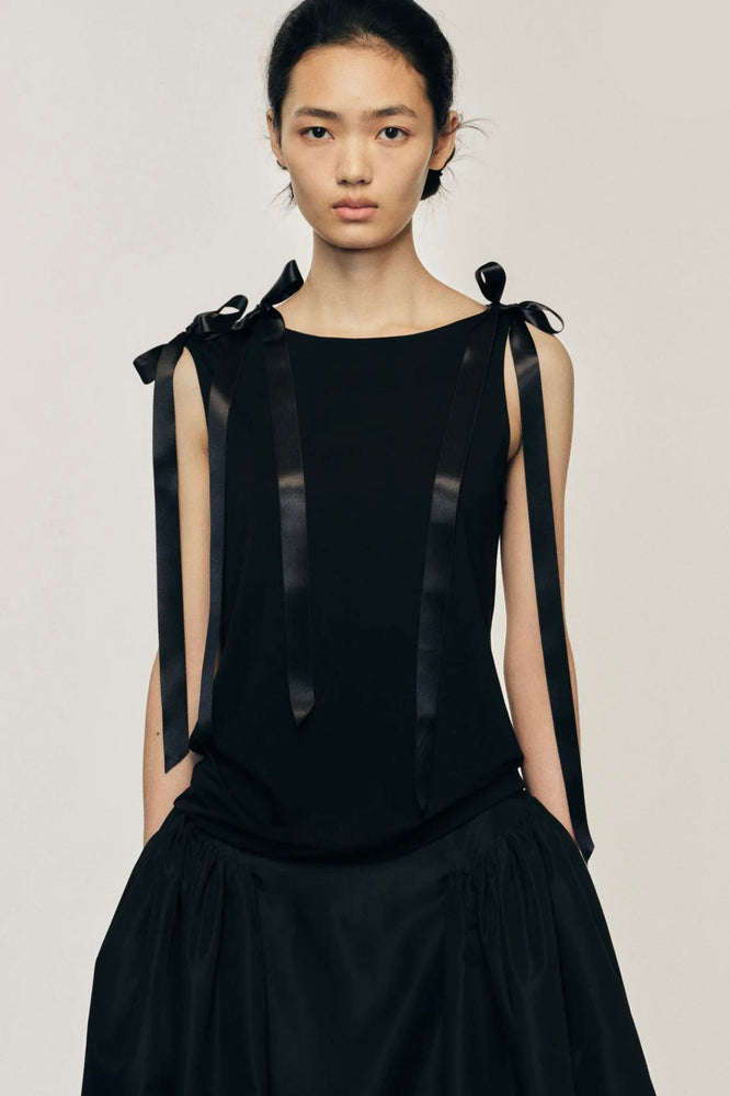 Bow Ribbon Tail Tank Black