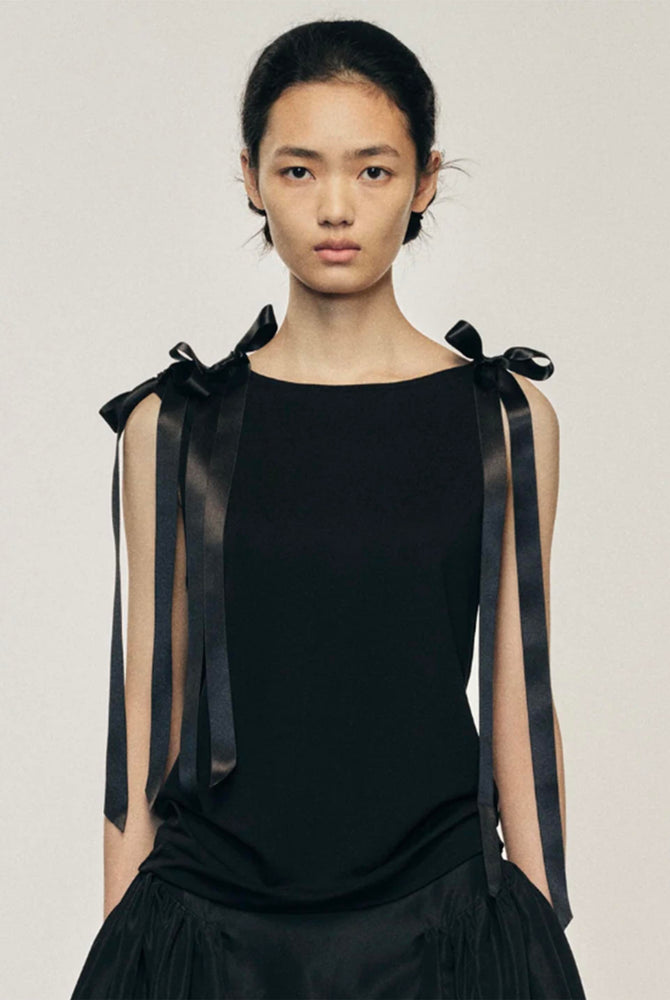 Bow Ribbon Tail Tank Black