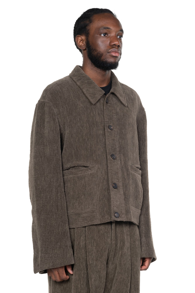 Chenille Cloth Cropped Worker Jacket