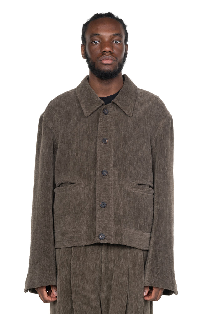 Chenille Cloth Cropped Worker Jacket