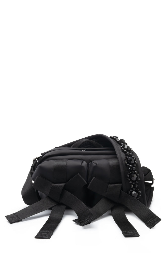 Classic Bow Crossbody Bag with Black Bead