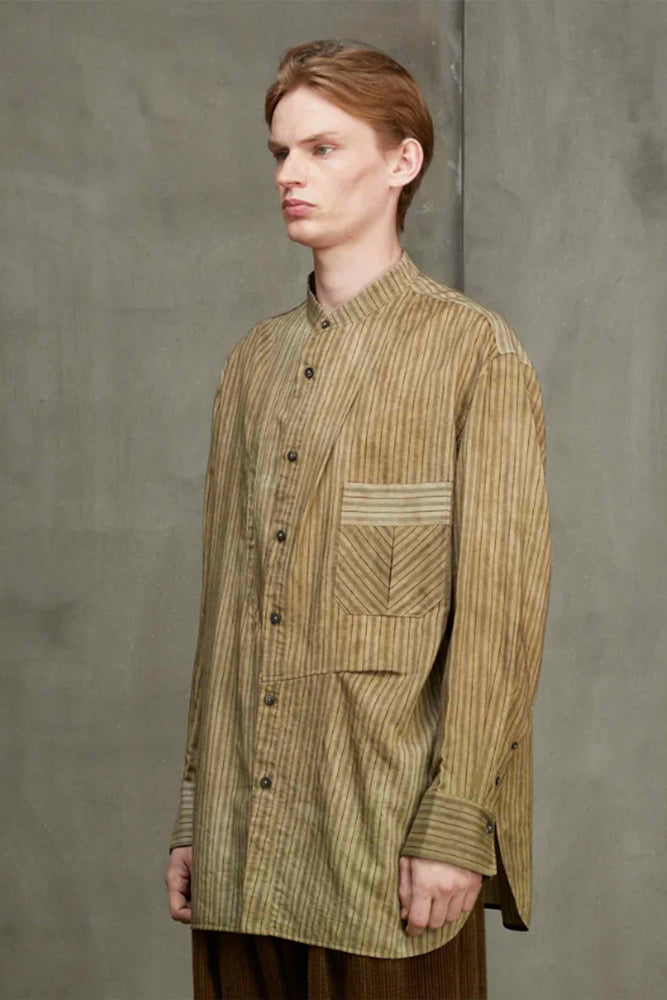 Classic Stripe Pleated Shirt Dirty White