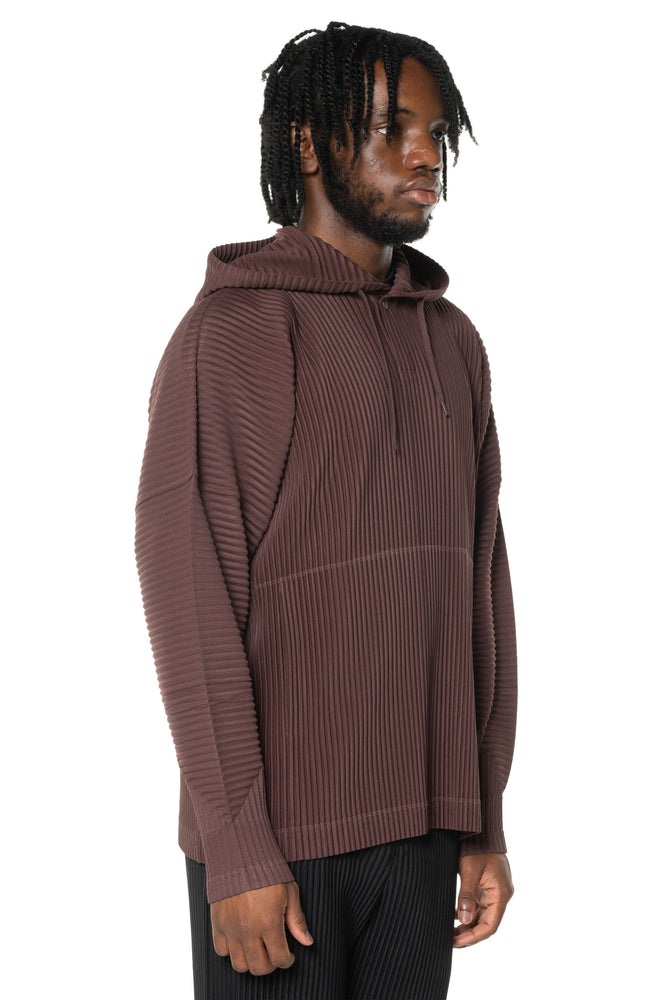 Color Pleats Zip-Up Edge Brown
