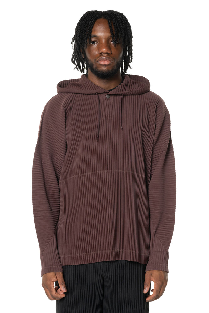 Color Pleats Zip-Up Edge Brown