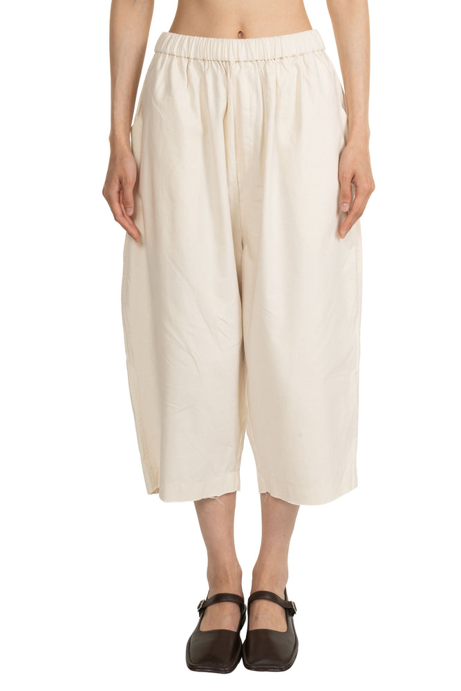 Cotton Elastic Trousers Cream