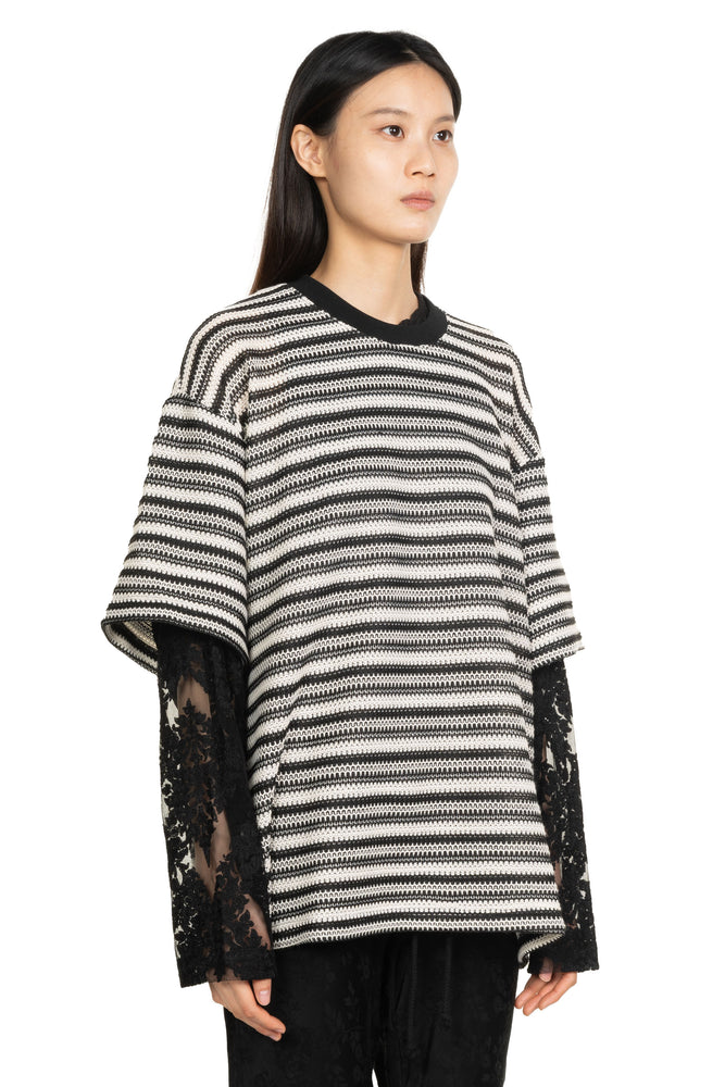 Crochet Knit Double Layered Pullover