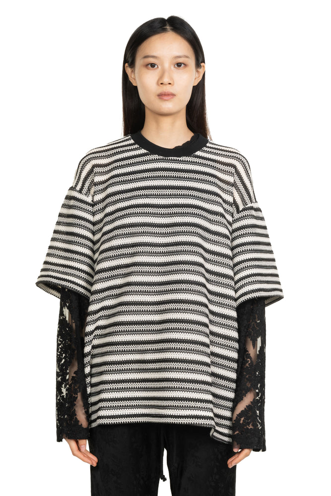 Crochet Knit Double Layered Pullover