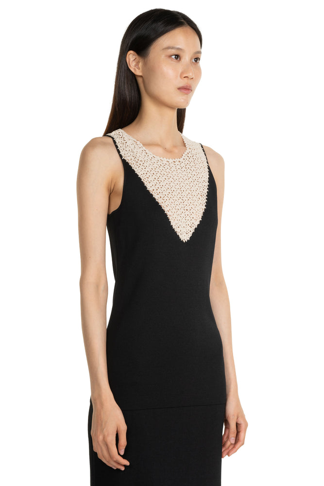 Crochet Patchwork Camisole Black