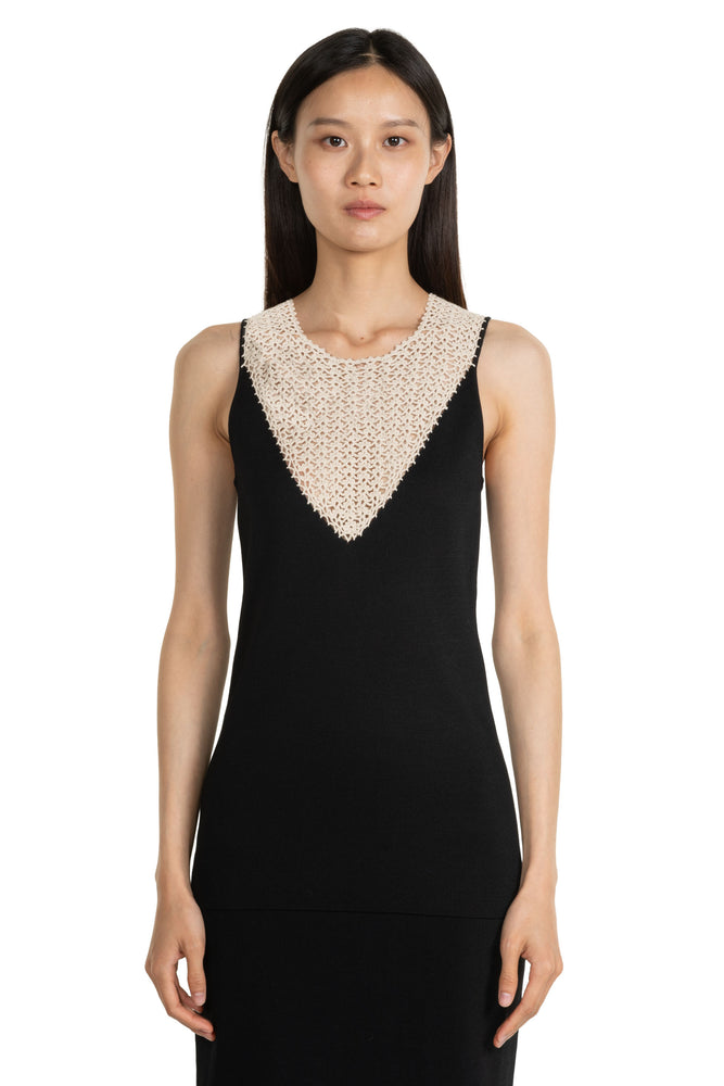 Crochet Patchwork Camisole Black