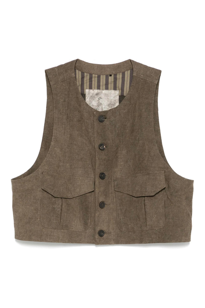 Cropped Collarless Waistcoat