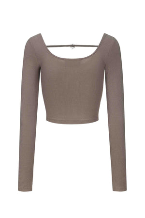 Cropped Jersey Taichi Ring LS Top Forest Grey