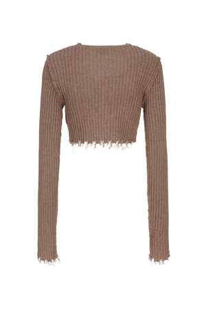 Cropped Knit Shirt Roast Almond