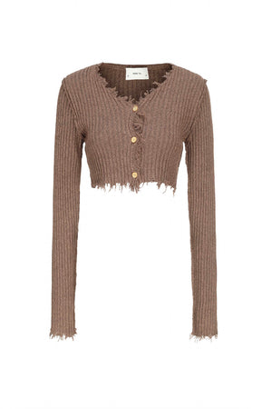 Cropped Knit Shirt Roast Almond