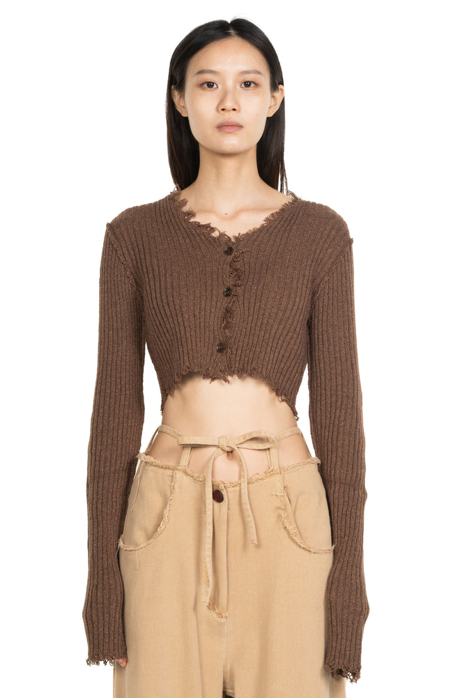 Cropped Knit Shirt Roast Almond