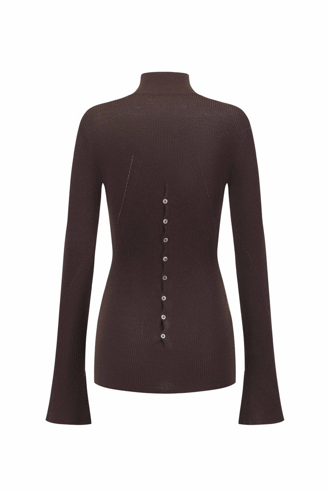 Curved Ribbed Wool Knitted Top