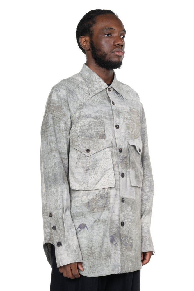Digital Print Wool Shirt Jacket