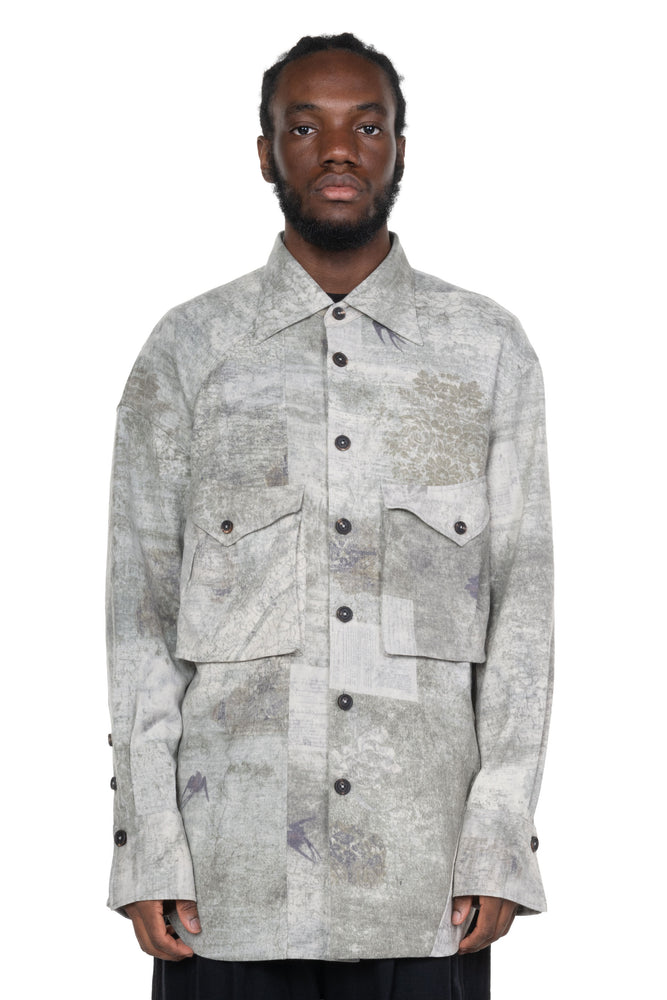 Digital Print Wool Shirt Jacket