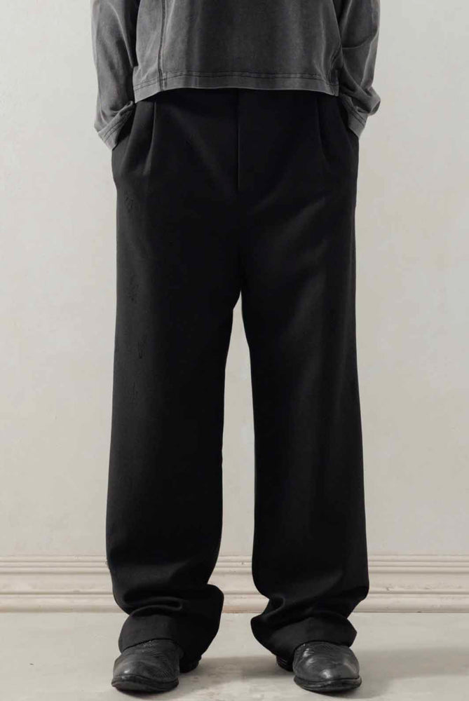Distressed Wool Pants Black