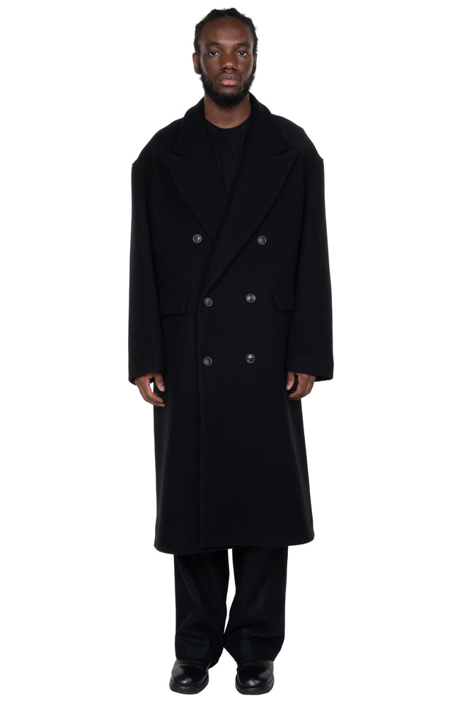 Double Breasted Overcoat Wool Cashmere Black