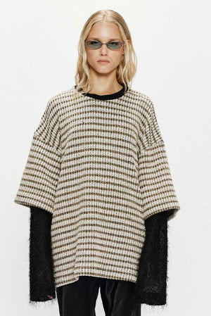 Double Layered Sleeves Pullover Beige