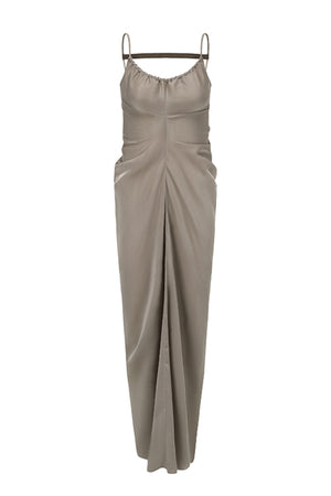 Draped Cinched Backless Dress Grey