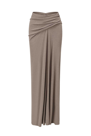 Draped Knitted Ribbed Skirt Mineral Grey