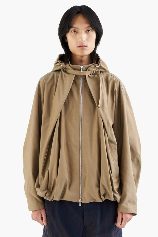 Draped Volume Hood Jacket