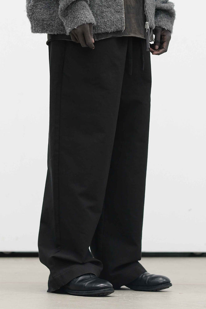 Drawstring Straight Trousers Black