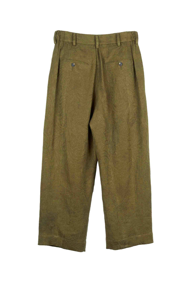 Drop Crotch Wide Leg Trousers Linen Olive