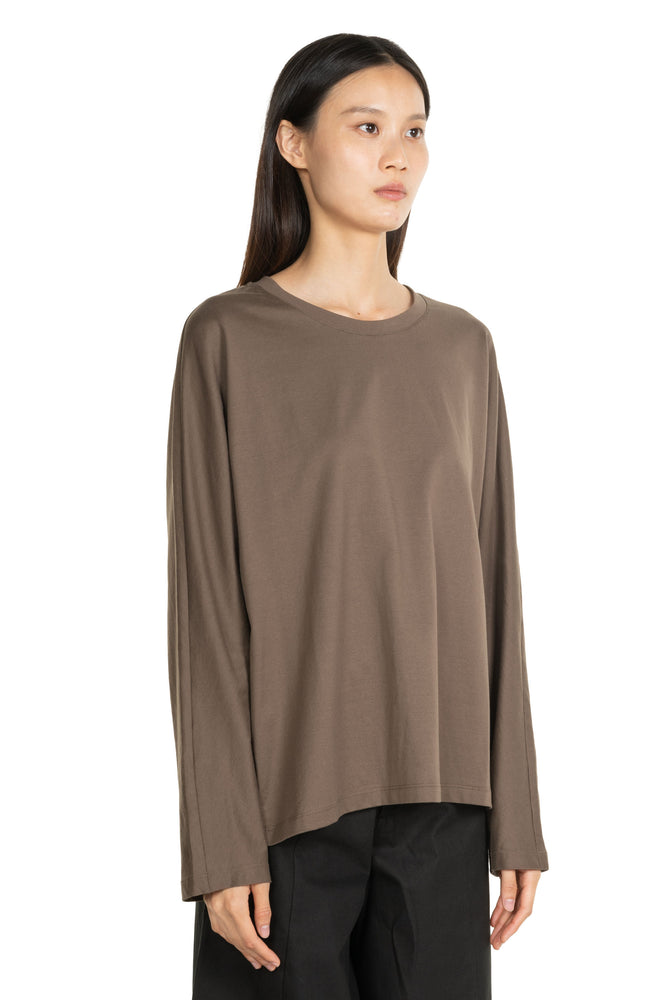 Dropped Shoulders Brown T-shirt
