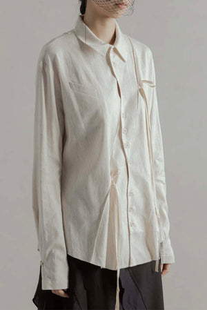 E Crinkled Shirt Natural Dyed Beige