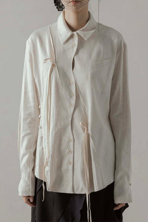 E Crinkled Shirt Natural Dyed Beige