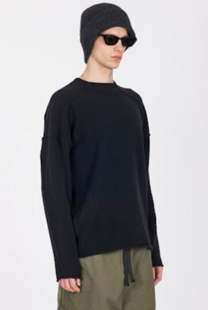 Eco Cashmere Sweater External Stitches Black