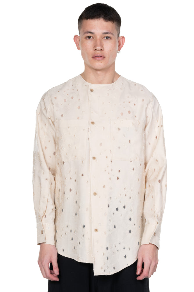 Ecru Wanshua Collarless Shirt