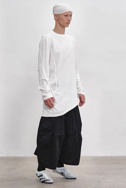 External Seam Long Sleeve T-shirt White
