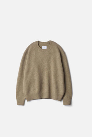 Extra Fine Wool Crew Neck Knit Beige